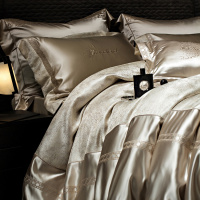 高端别墅房意式140s澳棉四件套细腻光泽感被套样品房床上用品