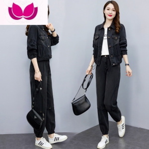 七斓牛仔套装女2023新款休闲名媛气质减龄洋气时髦设计感套潮