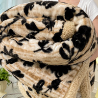 新款兔毛绒加绒加厚盖毯冬季保暖柔软居家卧室沙发用毛毯