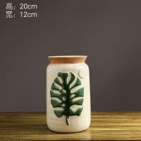 北欧创意客厅陶瓷花瓶客厅插花摆件美式复古文艺餐桌干花装饰花器 三维工匠 186002大号陶瓷花瓶摆件