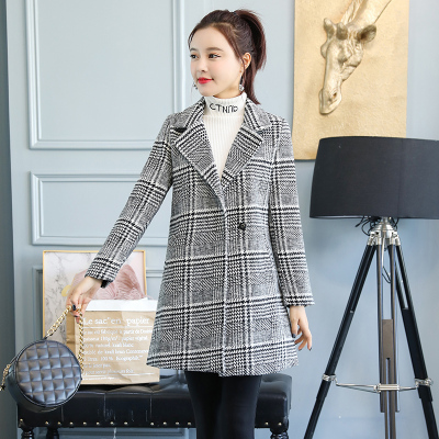 FISHBASKET2020新款女韩版小个子修身加棉加厚毛呢外套女中长款呢子大衣毛呢外套
