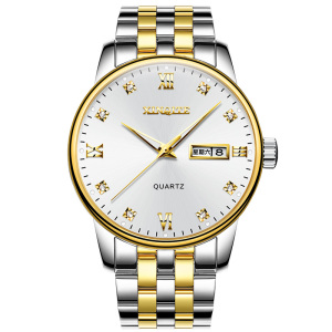 新奇特手表男款钢带商务天王星男士时尚休闲学生圆形星期加日历石英表中学生男表防水X-39-2