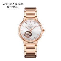 welly merck威利默克女生手表女时尚防水女士新款自动机械正品品牌女表镂空腕表WM036L