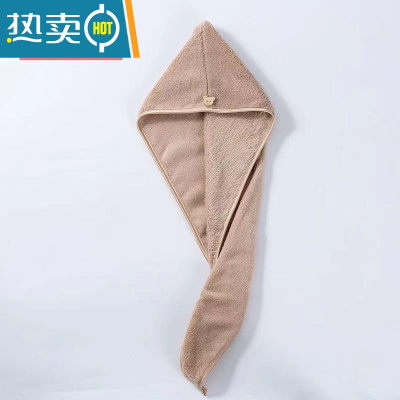 敬平干发帽吸水洗头发浴帽毛巾包头女加厚成人长发擦头巾器速干 单层卡其色1条装