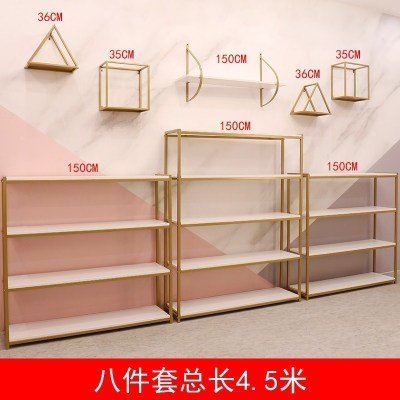 家柏饰(CORATED)鞋店鞋架服装店展示架包包架落地式金色鞋包架创意组合多层置物架 八件套总长4.5M