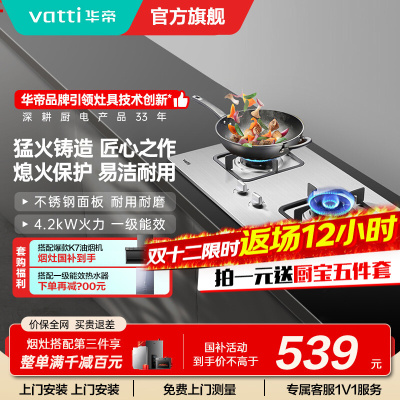 华帝(VATTI) i10039A 台式嵌式台嵌两用 大火力不锈钢燃气灶煤气灶炉具双灶具 液化气