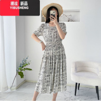 YIBUSHENG2024季新款棉绸连衣裙女气质收腰显瘦大摆人造棉度假沙滩长裙子