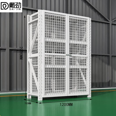 戴仓储货架带网格带锁重型置物架仓库储物架白色四层 120*70*200