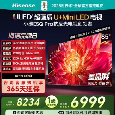 海信小墨E5Q Pro 85英寸超画质U+MiniLED墨晶屏 电视机E5NPRO升级