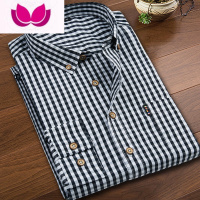 七斓新款男士长袖格子时尚衬衫韩版休闲商务格纹衬衣青年寸衫