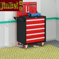 锦北汽修工具车移动工具柜多功能工具箱 旗舰[黑红]五抽工具车+挂板