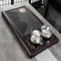 御善檀实木茶盘全自动底部上水四合一体式茶台乌檀江山实木带电器85*45(送水管水球)