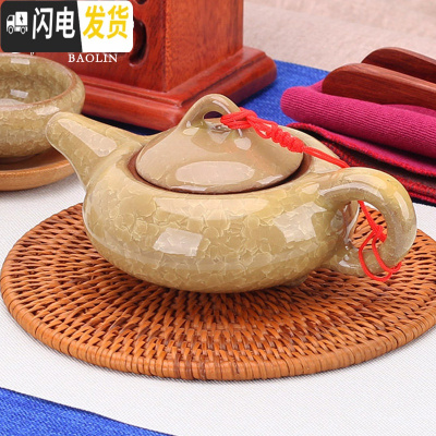 三维工匠侧把陶瓷泡茶壶套装家用泡茶器紫砂壶陶壶红茶过滤大号手抓壶 冰裂茶壶-象牙黄茶具