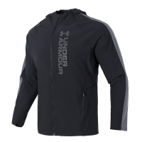 安德玛UA男装新款运动服休闲连帽宽松防风夹克外套1377486-002 ZP