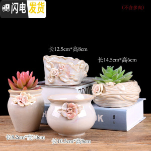 三维工匠创意多肉陶瓷花盆批發 中号家用植物瓷盆 卡通萌萌可爱阳台个性小 高圆结晶 中等花盆容器