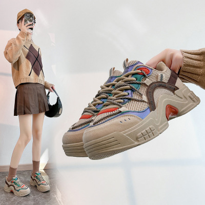 ins韩版厚底老爹鞋秋季新款街拍学生跑步运动鞋增高鞋