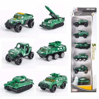 合金玩具车工程车推土车挖掘机仿真汽车模型军事坦克儿童男孩女孩宝宝绿色合金军事6款