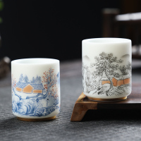 MULTIPOTENT主人杯中国白陶瓷功夫茶具羊脂玉茶杯(高升杯2个装精美伴手礼盒