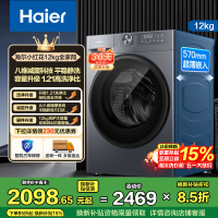 海尔(Haier)初色系列 12公斤 变频 滚筒洗衣机 超薄 巴氏除菌 大筒径 1.21洗净比 XQG120-L52D1