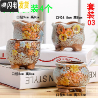 三维工匠多肉花盆陶瓷室内阳台个性创意肉肉透气盆景盆栽 套装03 中等花盆容器
