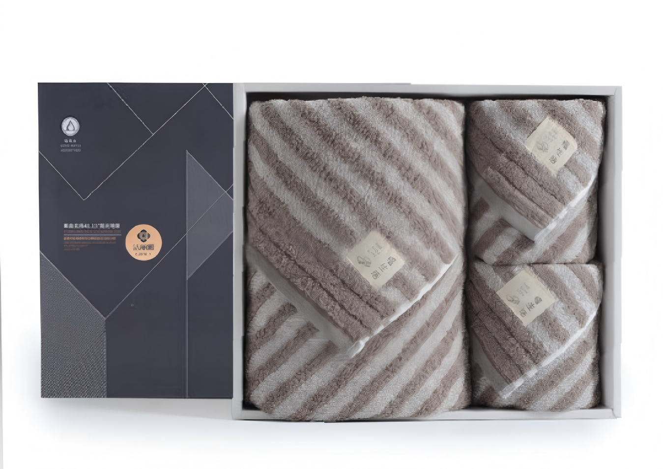 洁丽雅(Grace) 新疆棉抗菌浴巾套装礼盒纯棉柔软吸水大号毛浴巾 毛巾*2+浴巾*1 深棕 #W0846+W0640