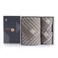 洁丽雅(Grace) 新疆棉抗菌浴巾套装礼盒纯棉柔软吸水大号毛浴巾 毛巾*2+浴巾*1 深棕 #W0846+W0640