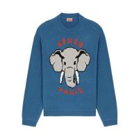 高田贤三(Kenzo)运动风格嵌花毛衣男羊毛棉尼龙套头衫休闲百搭时