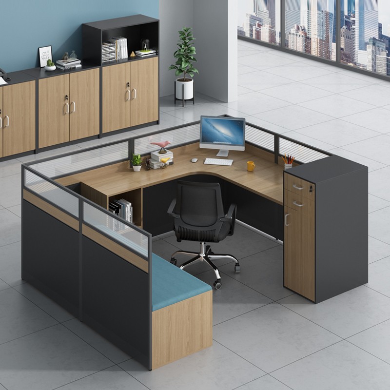 易企采 单人位带午休床办公桌大尺寸卡位职员屏风工位桌