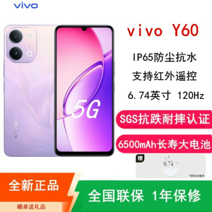 [全新]vivo Y60 鸿运紫 8GB+256GB 6500mAh长续航大毫安 第二代骁龙4 5G 120Hz 红外遥