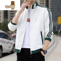 YANXU潮流撞色拼接男士立领夹克时尚防风青少年新款百搭条纹外套