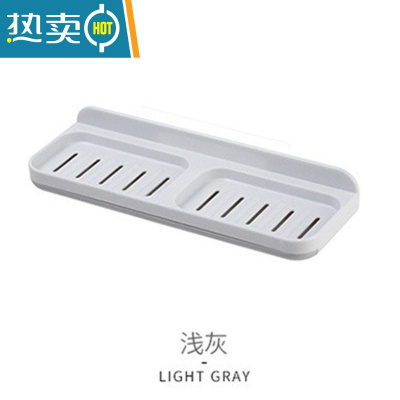 敬平香皂盒肥皂置物架家用壁挂式免打孔浴室创意沥水收纳架不积水 灰色1个装