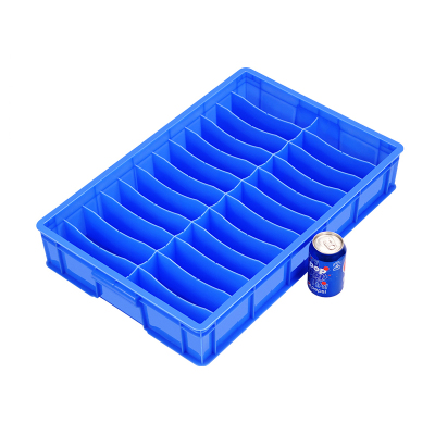 易企采 高24格-蓝色零件盒分格箱长方形塑料盒分隔式周转箱多格箱螺丝盒分类盒收纳盒