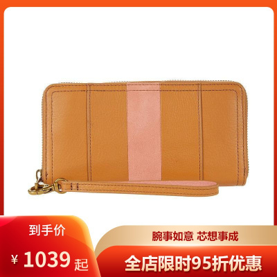 化石Fossil新款LoganRFIDZipClutch时尚休闲淑女风女士单肩包手提包女Brown