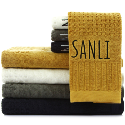 三利纯棉凹凸纹样绣字大浴巾1条70×140cm