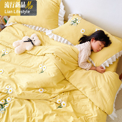 花边被子夏被芯绣花单人学生宿舍双人网红少女心空调四季棉被床品 三维工匠