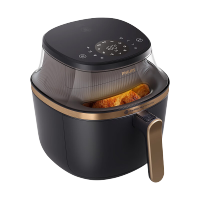 飞利浦(PHILIPS)海星5系全景天窗可视免翻面空气炸锅6.2L大容量智能触控立体热风无油 NA332
