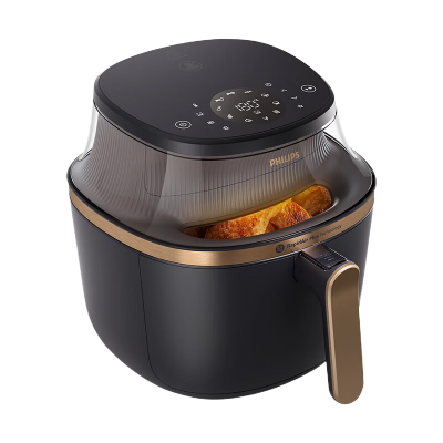 飞利浦(PHILIPS)海星5系全景天窗可视免翻面空气炸锅6.2L大容量智能触控立体热风无油 NA332