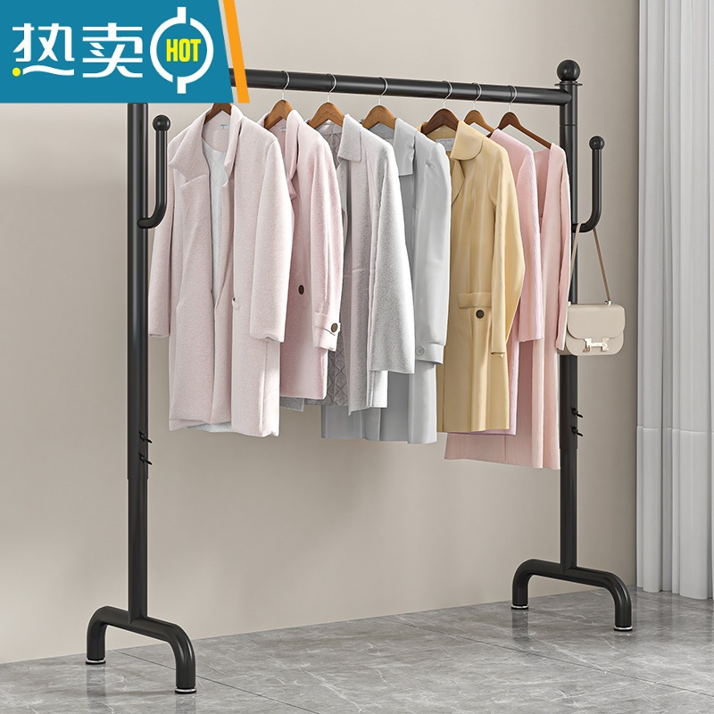 敬平晾衣架落地折叠家用卧室酒店公寓阳台挂衣架子室内凉晒衣服晾衣杆 纳米黑色长120高130 中