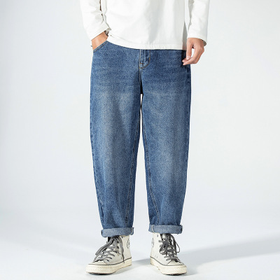 FNLNDO男士牛仔裤韩版简约水洗宽松直筒老爹裤休闲百搭哈伦长裤