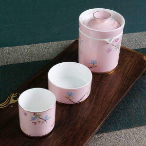 Gao Chun Ceramics高淳陶瓷中式珐琅彩茶具便携式骨瓷快客杯商务旅行小茶具礼盒 春华快客杯礼盒装