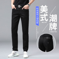 春夏季轻奢时尚简约黑色牛仔裤男修身小直筒耐磨百搭潮牌纯棉