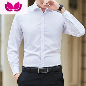 七斓秋季白衬衫男士长袖衬衣修身韩版青年纯色休闲寸衫男上班职业正装