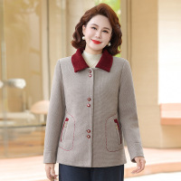 新款女装中老年洋气妈妈外套秋冬新款上衣50岁短款翻领中年装女款