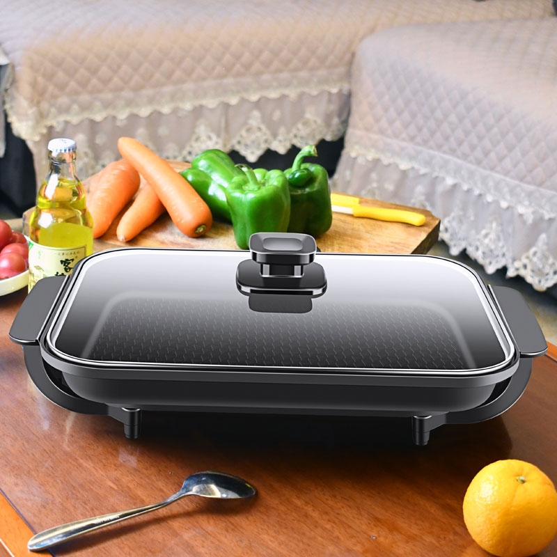 烘焙精灵电煎锅平底锅家用不粘锅多功能插电韩式烤肉电烤锅电热锅