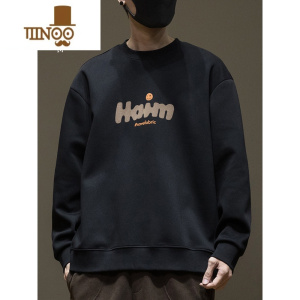 YANXU二本针圆领卫衣男2023秋装新款打底衫男士宽松大码男装潮