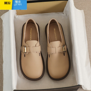 聚范一脚蹬勃肯鞋女2024年夏季新款法式博肯鞋软底透气单鞋平底乐福鞋