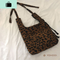 ins大热 摩登复古豹纹秋冬灯芯绒斜挎包单肩帆布袋手提女NEW LAKE 图片款可手提单肩斜挎女斜挎包