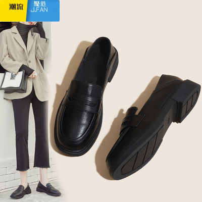 聚范软底乐福鞋女2024新款黑色英伦风小皮鞋一脚蹬单鞋鞋子