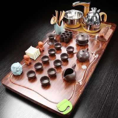 家柏饰(CORATED)功夫茶具套装陶瓷家用实木黑檀盘乌金石一体茶台简约茶壶