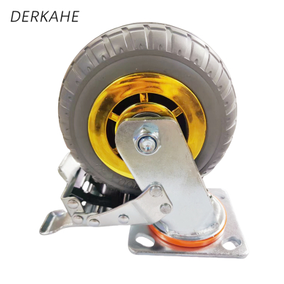 DERKAHE 重型手推车橡胶轮 φ200×50(8寸) 万向刹车款 个